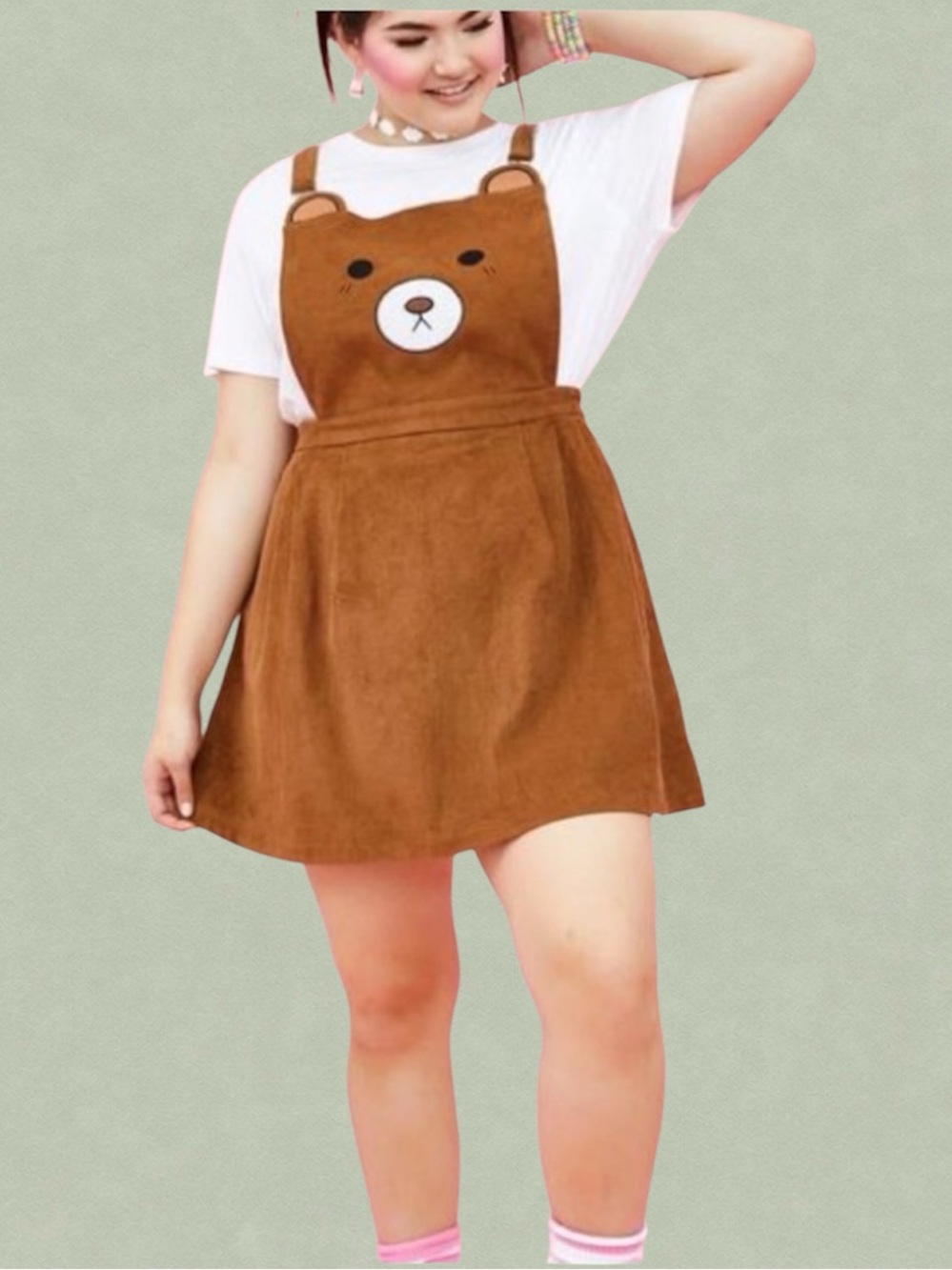 Sugar Thrillz Dolls Kill Pinafore Overalls Dress 1X BB Bear Rilkkuma Corduroy